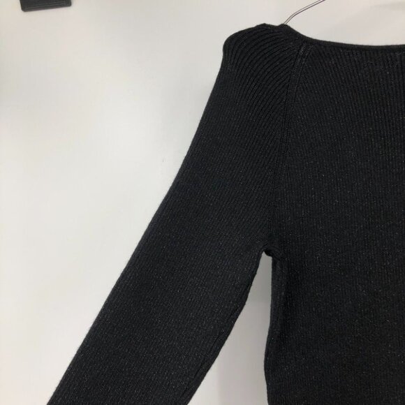 Reitmans Black flattering Diamond neck long sleeve shimmer knit sweater  L - Picture 11 of 14